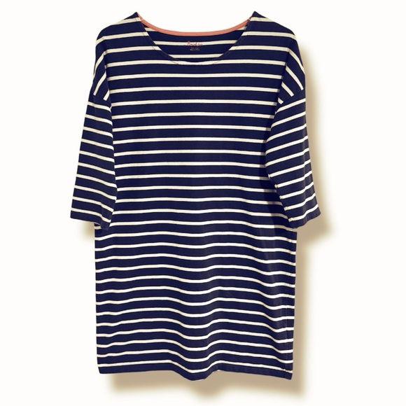 BODEN BRETON STRIPE COTTON BLUE WHITE SHIFT DRESS SZ 8 8R - Picture 3 of 4